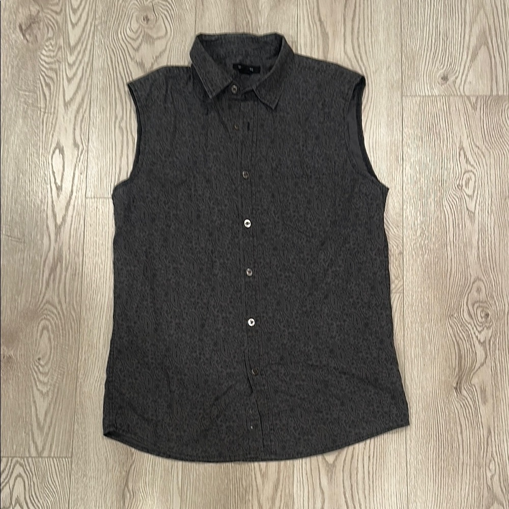 Structure Gray Casual Button Down Shirt with Traditional Collar